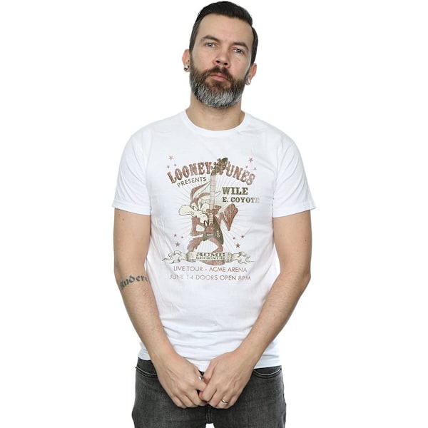 Looney Tunes Herr Wile E Coyote Gitarr Bomull T-shirt M Vit White M