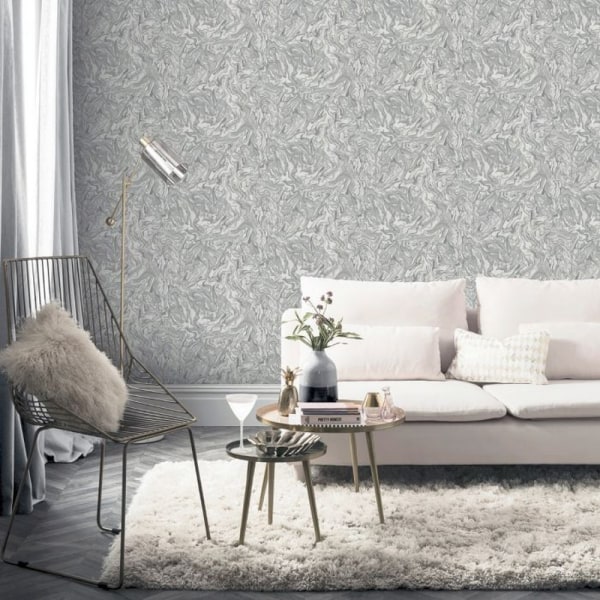 Arthouse Marmor Swirl Glitter Tapet 10m x 53cm Grå/Vit Grey/White 10m x 53cm