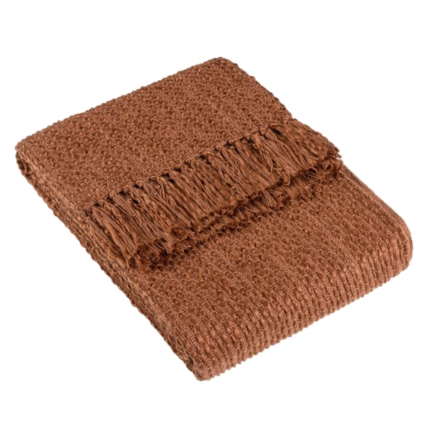 Hoem Morni Vävda Tassel Throw 180cm x 130cm Hazel Hazel 180cm x 130cm