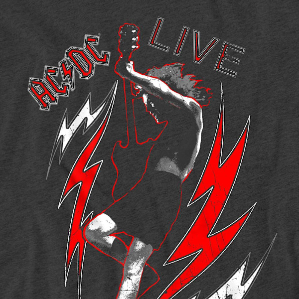 AC/DC Unisex Vuxen Live T-Shirt 3XL Kolgrå Charcoal 3XL