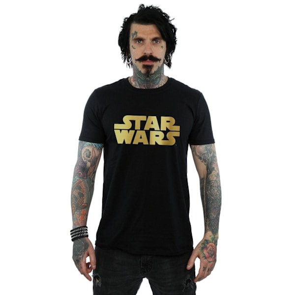 Star Wars T-shirt för män med guldlogotyp, S, svart Black S