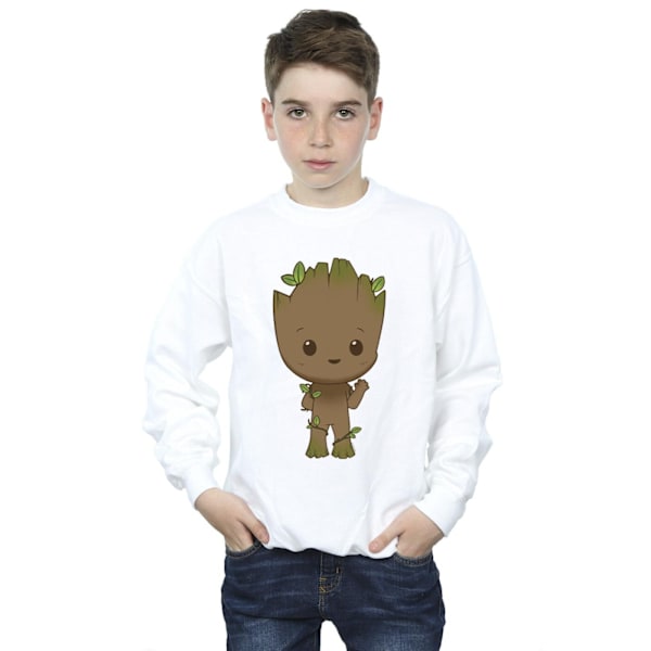 Marvel Boys I Am Groot Chibi Wave Pose Sweatshirt 3-4 år Vit White 3-4 Years