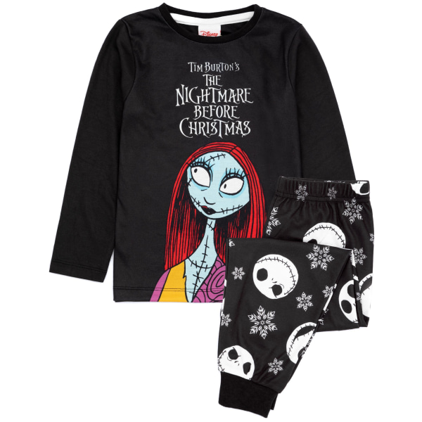 Nightmare Before Christmas Girls Pyjamas Set 7-8 Years Black/Whi Black/White 7-8 Years