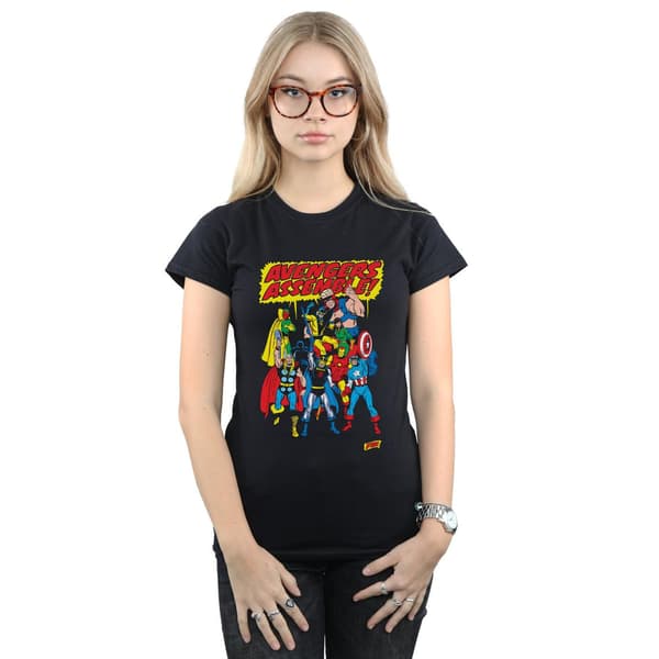 Marvel Comics Dam/Kvinnor Avengers Assemble T-shirt i bomull S Black S