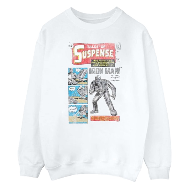 Marvel Girls Iron Man Distressed Tales Of Suspense Sweatshirt 5 White 5-6 Years