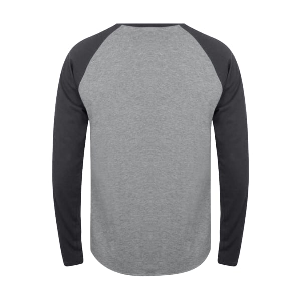 Tee Jays Långärmad baseball T-shirt för män L Ljunggrå/marinblå Heather Grey/Navy L