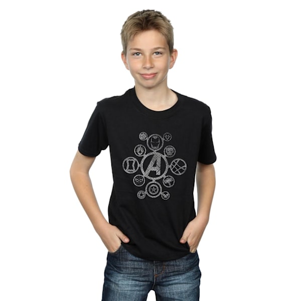 Marvel Boys Avengers Infinity War Distressed Metal Icons T-Shirt Black 5-6 Years