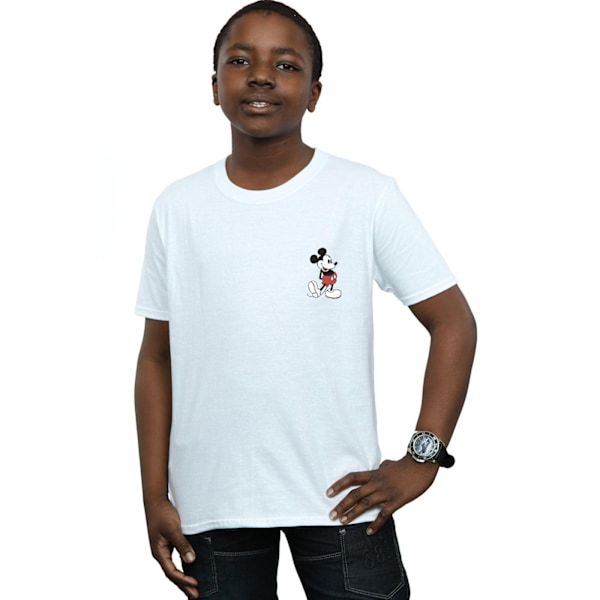 Disney Boys Mickey Mouse Kickin Retro Chest T-Shirt 7-8 år W White 7-8 Years