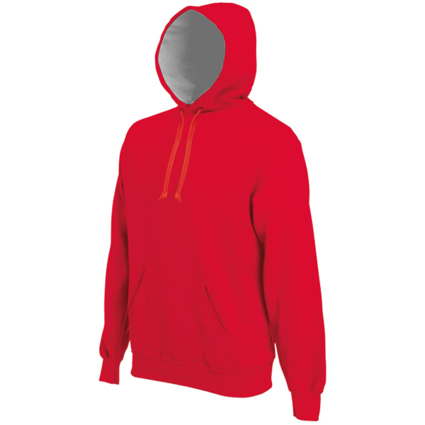 Kariban Herr Heavy Contrast Hooded Sweatshirt / Hoodie XS Röd Red XS