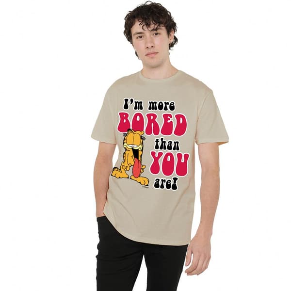 Garfield Herr Mer Uttråkad T-Shirt M Sand Sand M