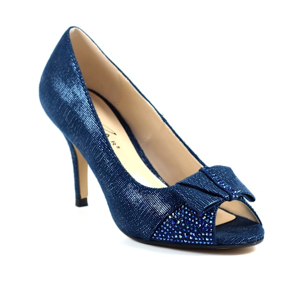 Lunar Dam/Dam Mira Diamante Peep Toe Court Shoes 6 UK Blå Blue 6 UK