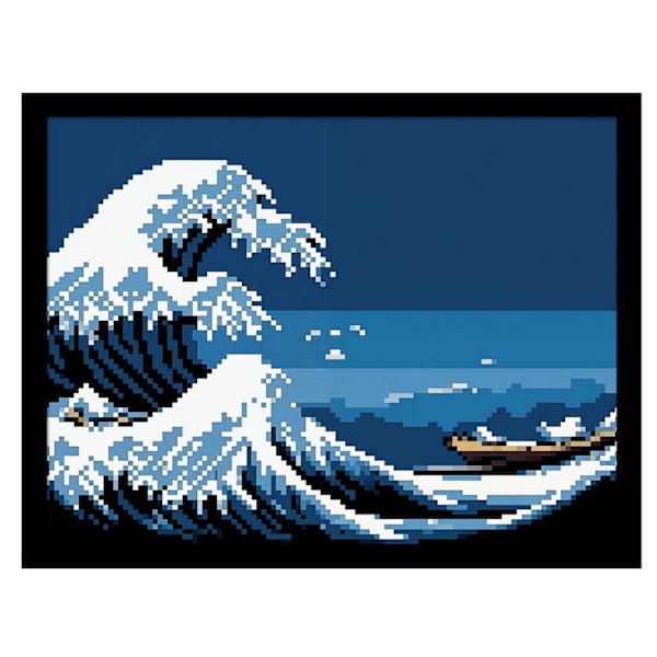 Pyramid International 8 Bit Waves Inramad Poster 40cm x 30cm Blå Blue/White 40cm x 30cm