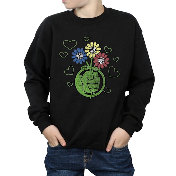 Marvel Boys Hulk Flower Fist Sweatshirt 12-13 år Svart Black 12-13 Years