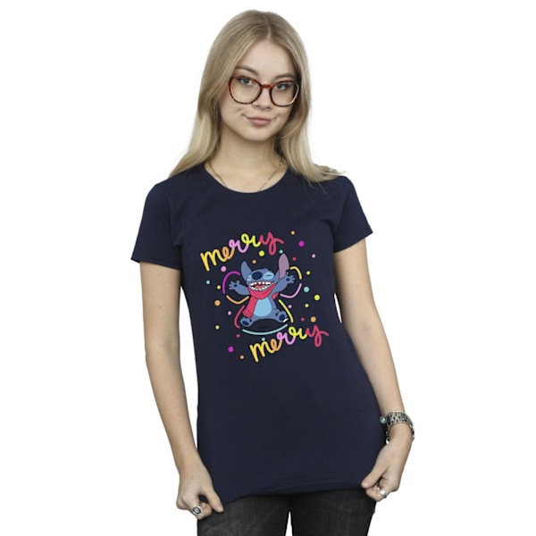 Disney Dam/Kvinnor Lilo & Stitch Merry Rainbow Bomull T-shirt Navy Blue S