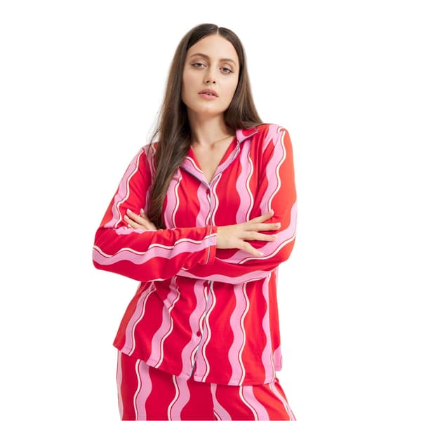 Urban Threads Dam/Dam Squiggle Lång Pyjamas Set 8 UK Rosa Pink 8 UK