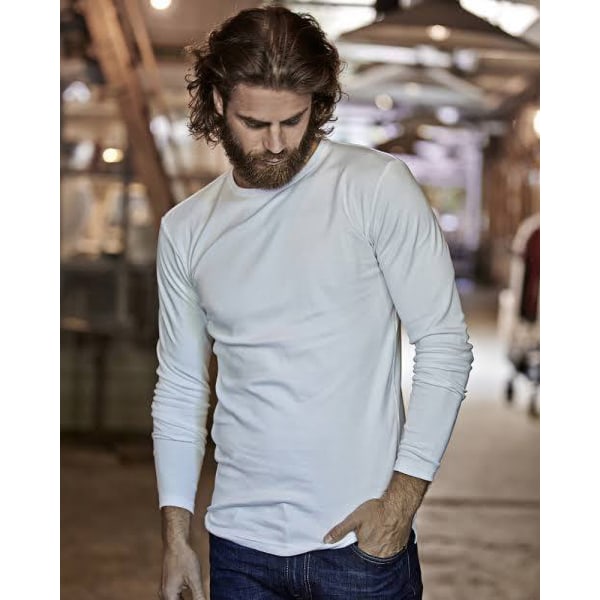 Tee Jays Mens Interlock Långärmad T-shirt XL Vit White XL