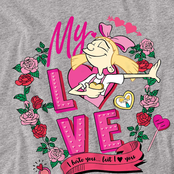 Hey Arnold! Unisex Vuxen Jag Hatar Dig Men Älskar Dig Helga Valentin Sport Heather M