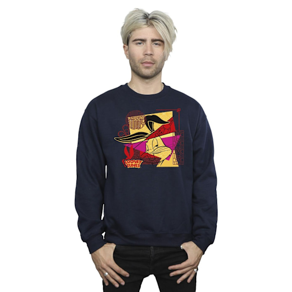 Looney Tunes Herr Bugs Kanin Nyår Sweatshirt 3XL Marinblå Navy Blue 3XL