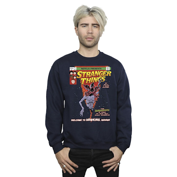 Netflix Mens Stranger Things Comic Cover Sweatshirt XL Marinblå Navy Blue XL