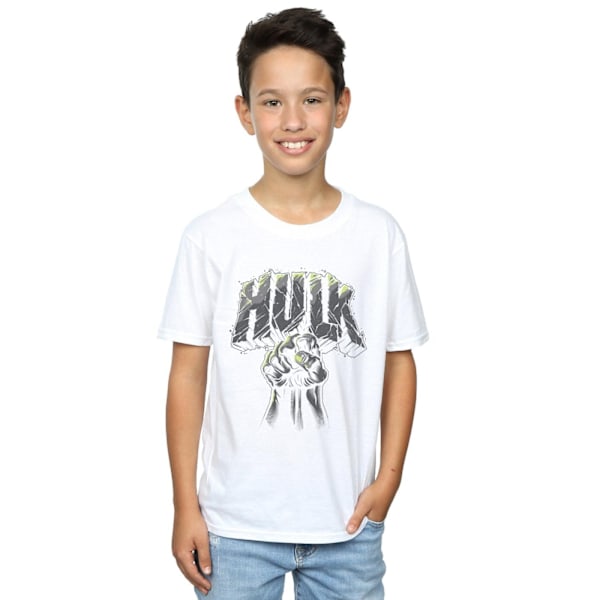 Marvel Boys Hulk Punch Logo T-Shirt 7-8 år Vit White 7-8 Years