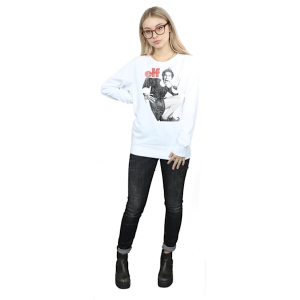 Elf Dam/Kvinnor Mono Distressed Poster Sweatshirt M Vit White M