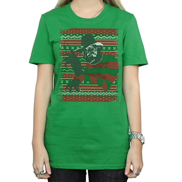 A Nightmare On Elm Street Dam/Damer Jul Fair Isle Bomull Boyfriend T-Shirt Irish Green M