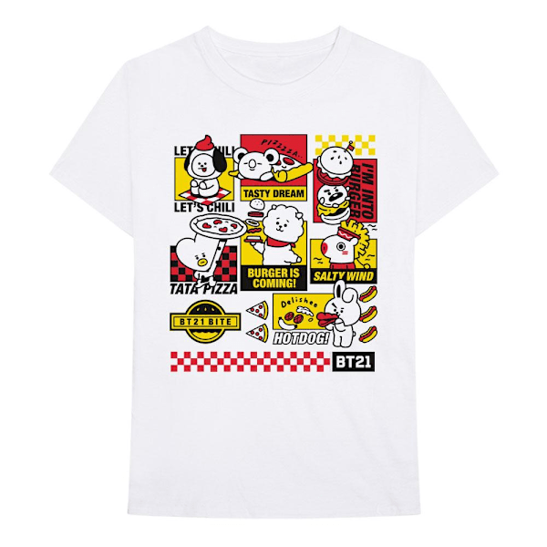 BT21 Unisex Adult Bite Fast Food Bomull T-shirt L Vit White L