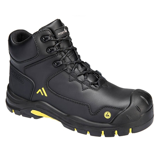 Portwest Unisex Vuxen Action Läder Komposit Tåhätta Mellanhöga Stövlar Black/Yellow 7 UK