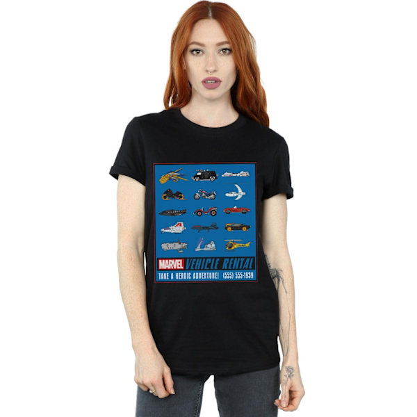 Marvel Womens/Ladies Vehicle Rentals Colour Cotton Boyfriend T-shirt Black XXL