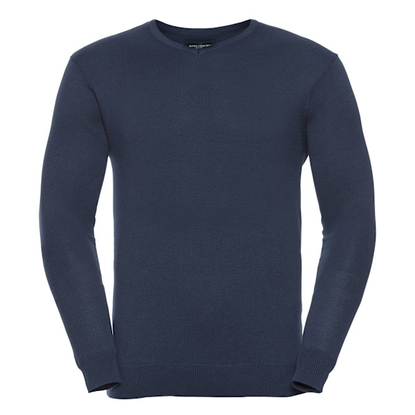 Russell Collection Herr V-ringad Stickad Pullover Sweatshirt 2XL French Navy 2XL