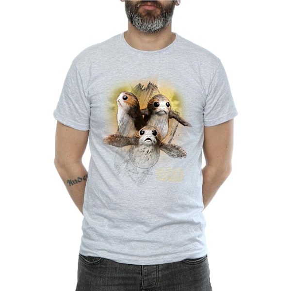 Star Wars: The Last Jedi Porg T-shirt i borstad bomull för män, M, Sports Grey Sports Grey M