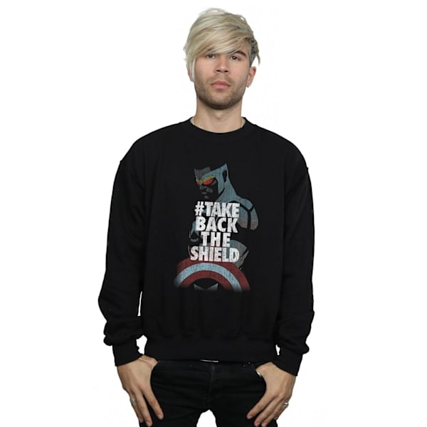 Marvel Herr Captain America Sam Wilson Take Back The Shield Sweatshirt Black 4XL