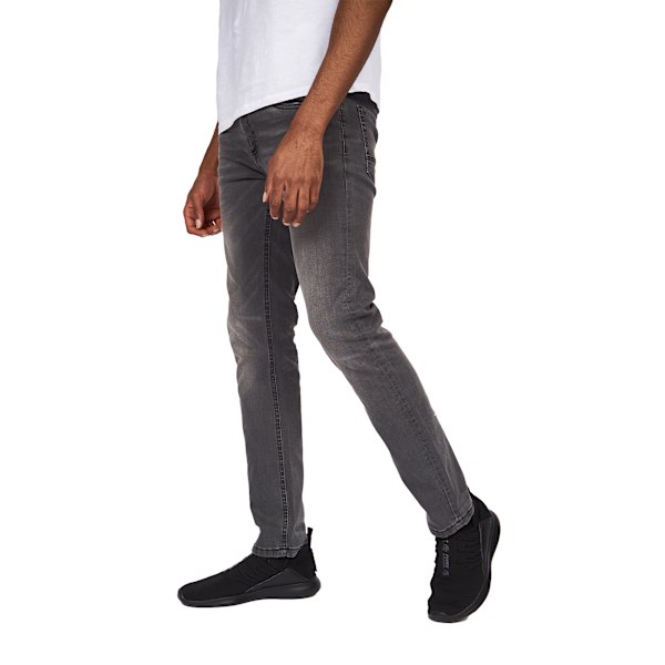 Crosshatch herr Svelte Stretch Jeans 30R grå tvätt Grey Wash 30R