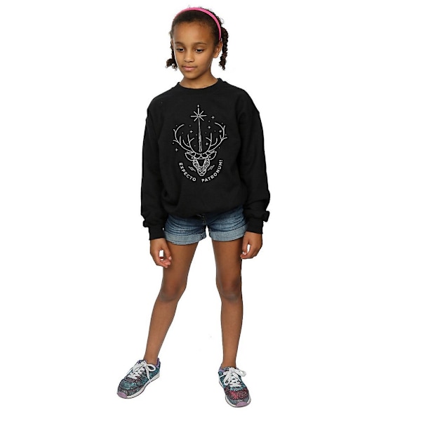 Harry Potter flickor Expecto Patronum Charm Sweatshirt 9-11 år Black 9-11 Years