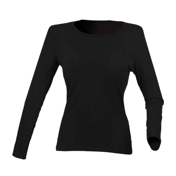 SF Damer/Damer mår bra Enkel långärmad T-shirt med stretchig tröja 8 Black 8 UK