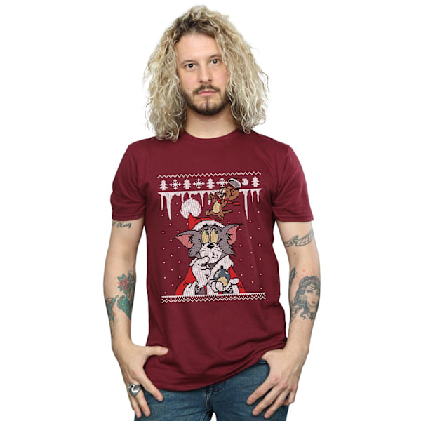 Tom And Jerry Herr Jul Fair Isle T-shirt M Bourgogne Burgundy M