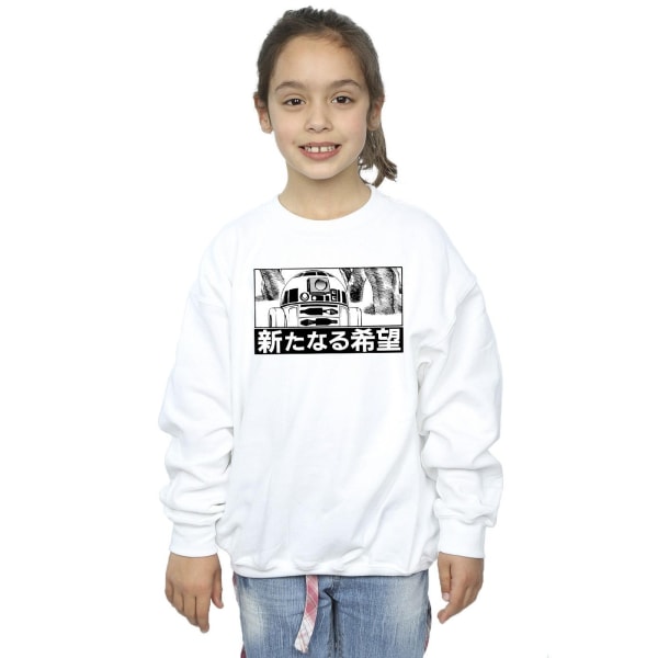 Star Wars Girls R2D2 Japansk Sweatshirt 7-8 År Vit White 7-8 Years