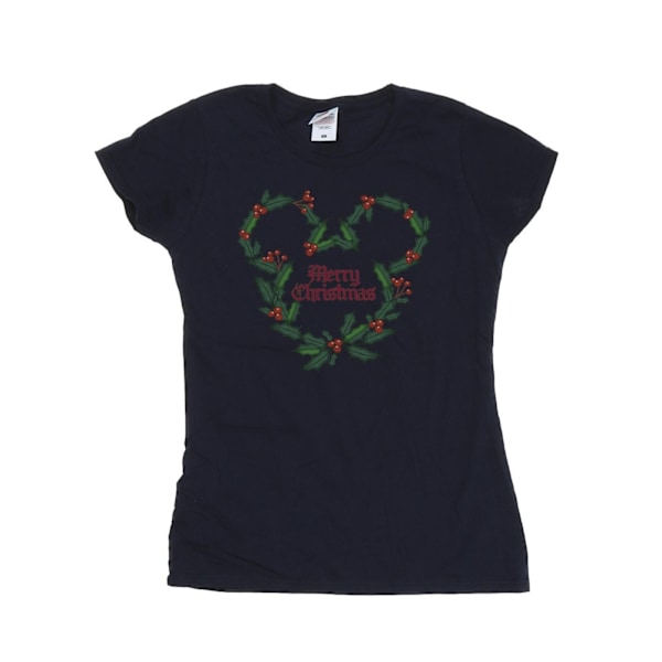 Disney Womens/Ladies Mickey Mouse Merry Christmas Holly Cotton Navy Blue XXL