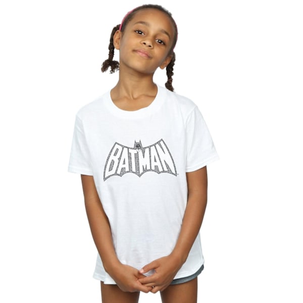 DC Comics Girls Batman Retro Crackle Logo Bomull T-shirt 5-6 år White 5-6 Years