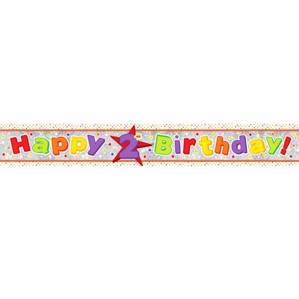 Amscan Happy 2nd Birthday Holografisk Foliebanner En Storlek Flerfärgad Multicoloured One Size