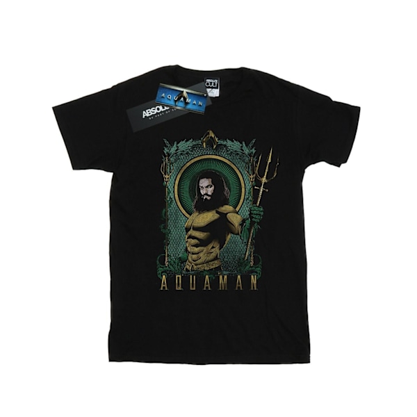 DC Comics Girls Aquaman Framed Trident Bomull T-shirt 7-8 år Black 7-8 Years