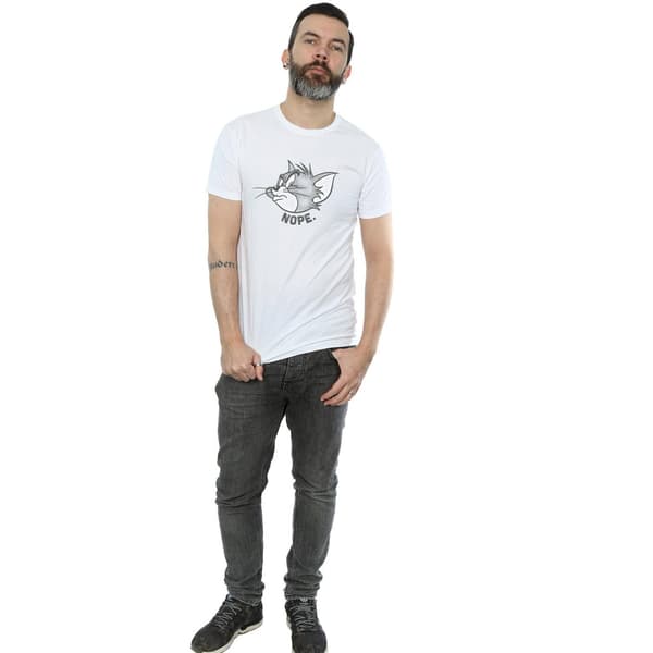 Tom och Jerry Herr Nope Face Bomull T-shirt L Vit White L
