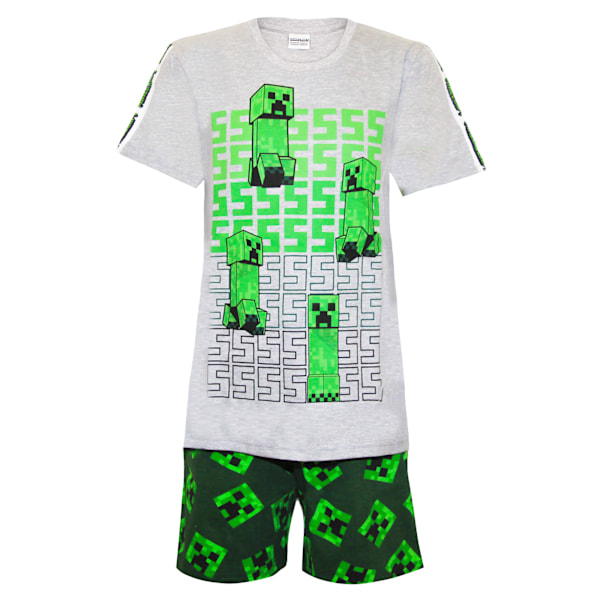 Minecraft Pojkar Kort Pyjamas Set 9-10 År Heather Grey/Grön/B Heather Grey/Green/Black 9-10 Years