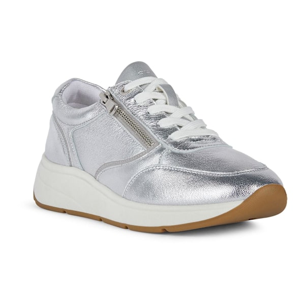 Geox Dam/Dam Cristael Läder Sneakers 6 UK Silver Silver 6 UK