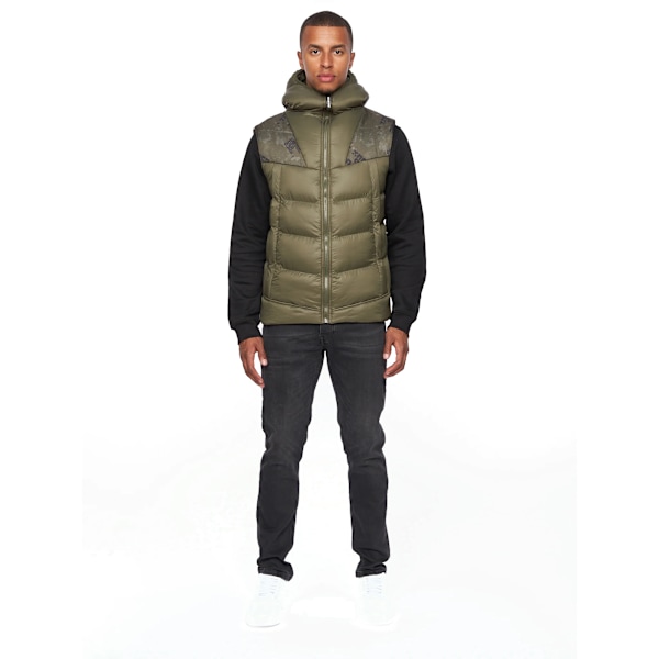 Duck and Cover Mens Rierson Hooded Gilet L Dark Olive Dark Olive L