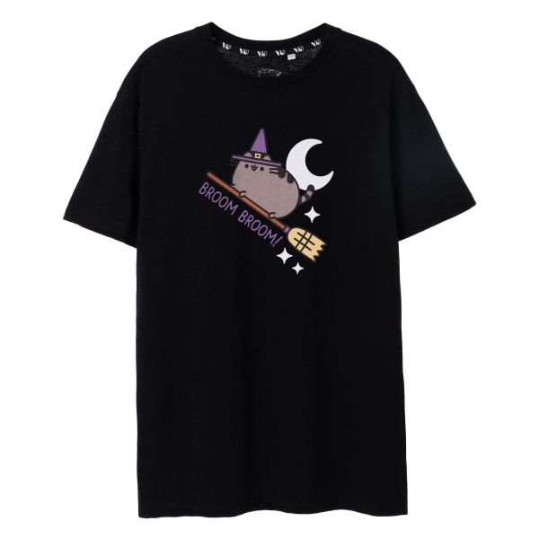 Pusheen Kvast Kvast Halloween T-shirt 3XL Svart för kvinnor/damer Black 3XL