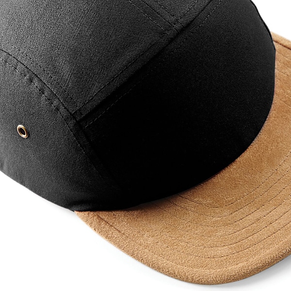 Beechfield Suede Peak 5 Panel Baseball Cap One Size Black Black One Size