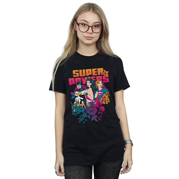 DC Comics Dam/Kvinnor Super Powers Neon Blommig Bomull Pojkvän Black XL