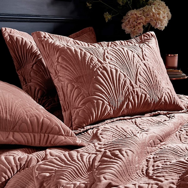 Paoletti Palmeria Sammetsquiltat Täcke Set Singel Blush Blush Single
