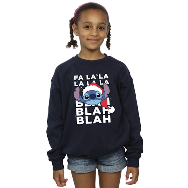 Disney Girls Lilo And Stitch Jul Blah Blah Blah Sweatshirt Navy Blue 12-13 Years